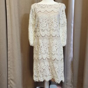 Jessica Howard Ivory Lace Long Sleeve Dress